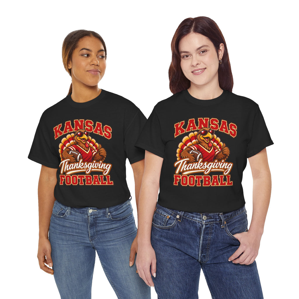 Kansas Thanksgiving Football T‑Shirt — Turkey Mascot Holiday Game Tee