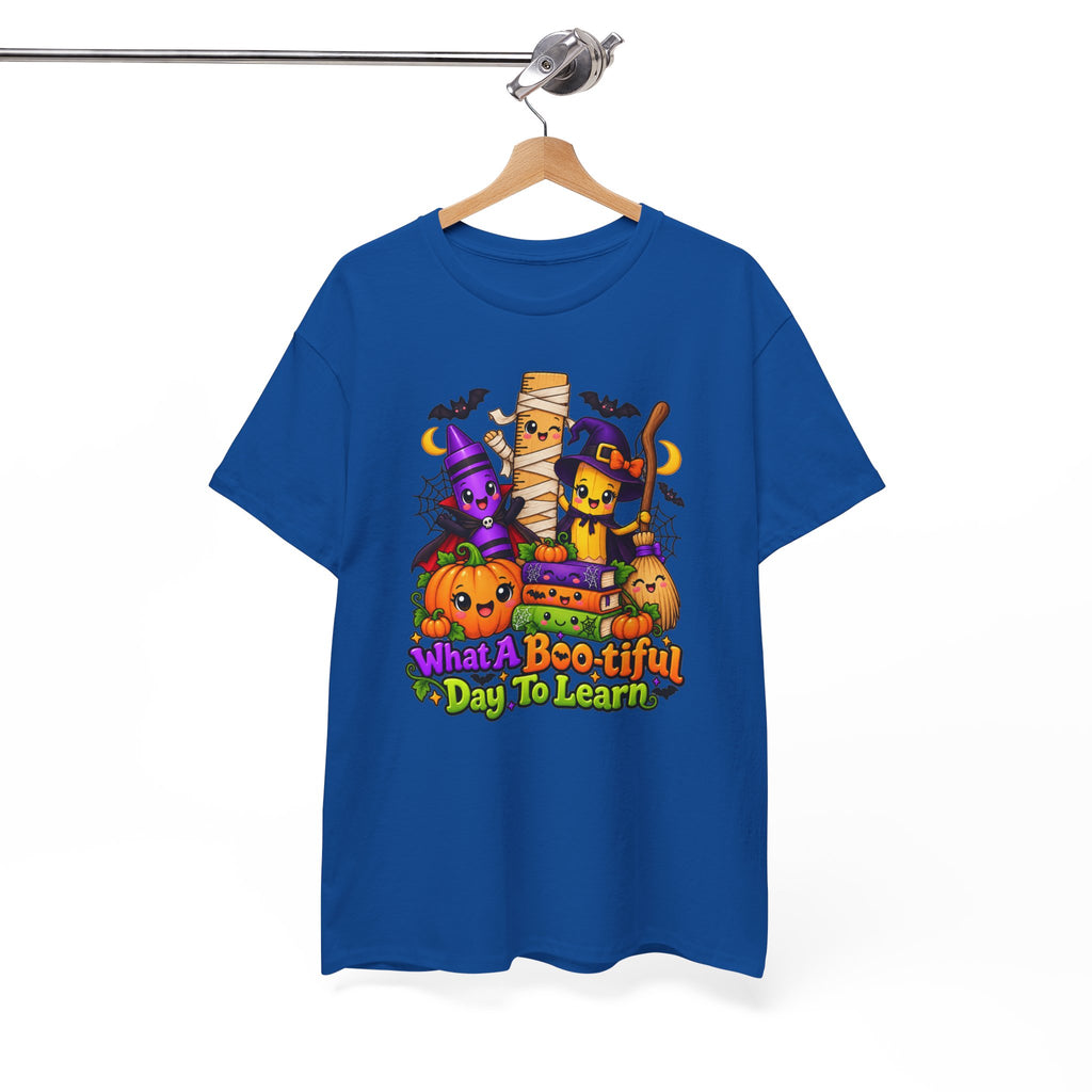 Halloween Teacher Tee — "What A Boo-tiful Day To Learn" Kids' Classroom Shirt