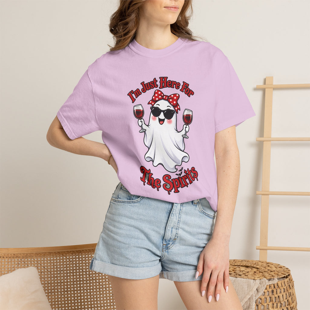 Wine Ghost T-Shirt — "I'm Just Here For The Spirits" Halloween Tee