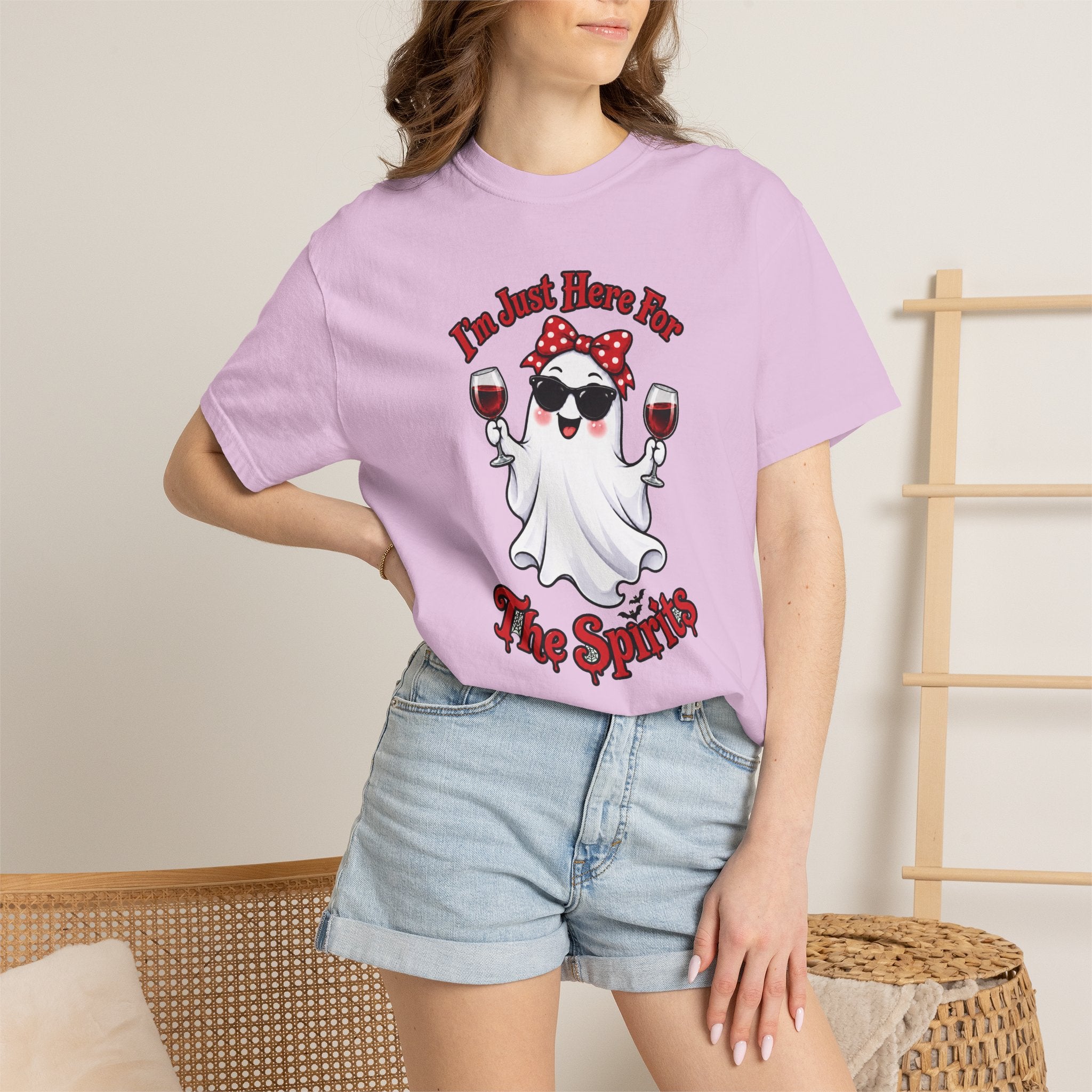 Wine Ghost T-Shirt — "I'm Just Here For The Spirits" Halloween Tee