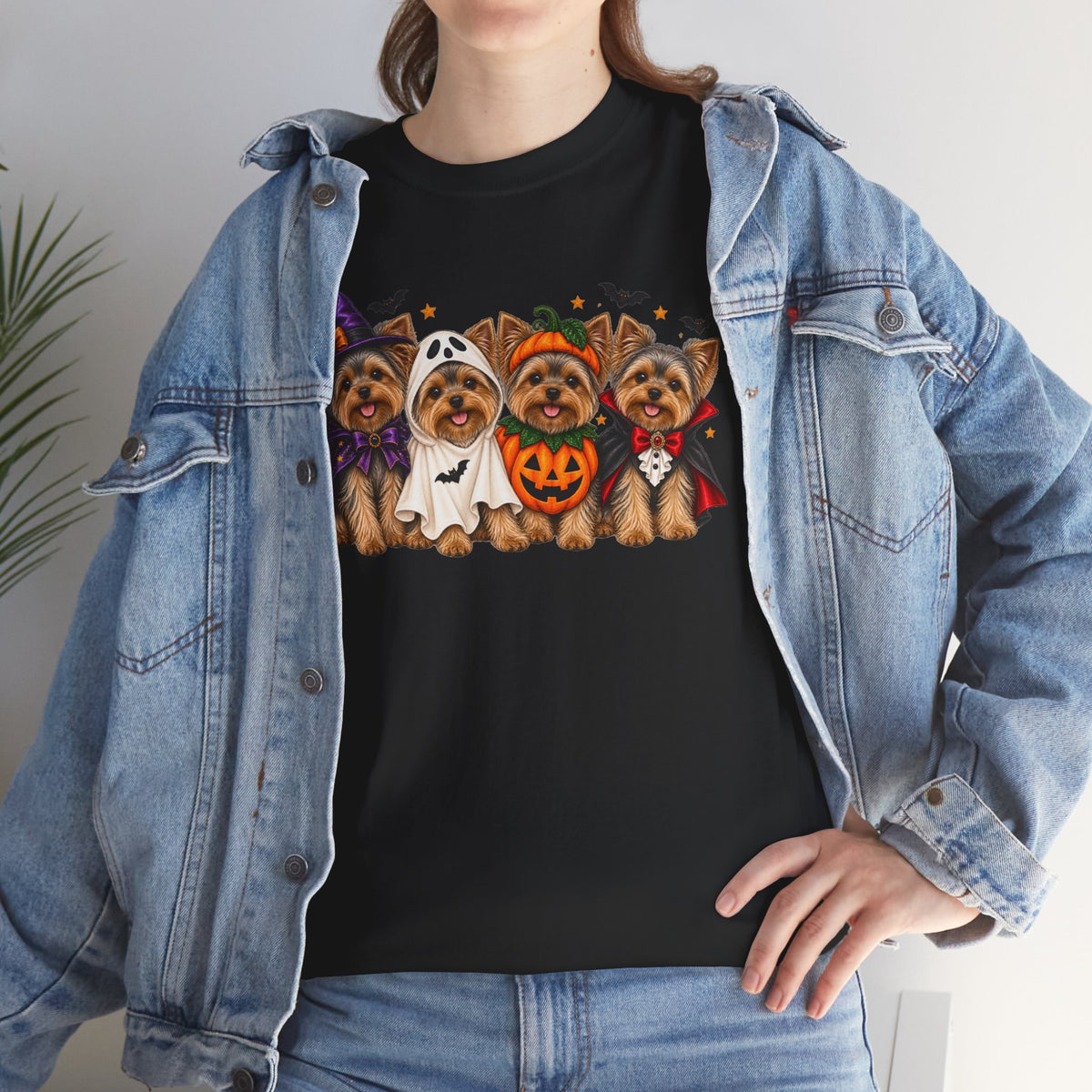 Halloween Yorkie T-Shirt — Cute Yorkies in Costumes (Pumpkin, Ghost, Witch, Vampire)