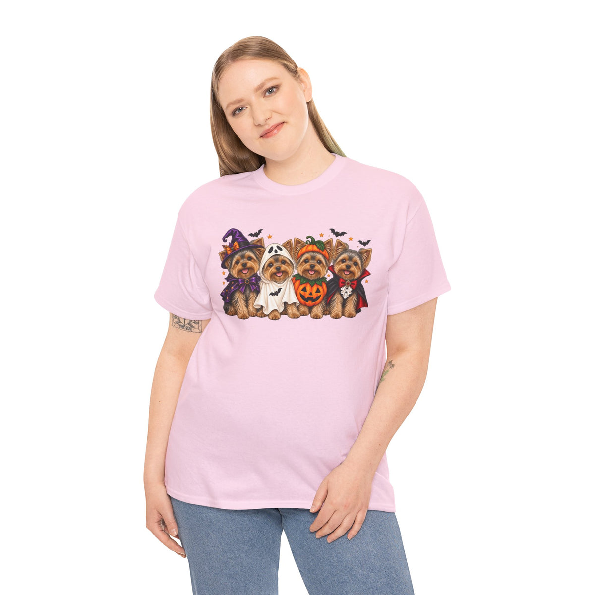 Halloween Yorkie T-Shirt — Cute Yorkies in Costumes (Pumpkin, Ghost, Witch, Vampire)