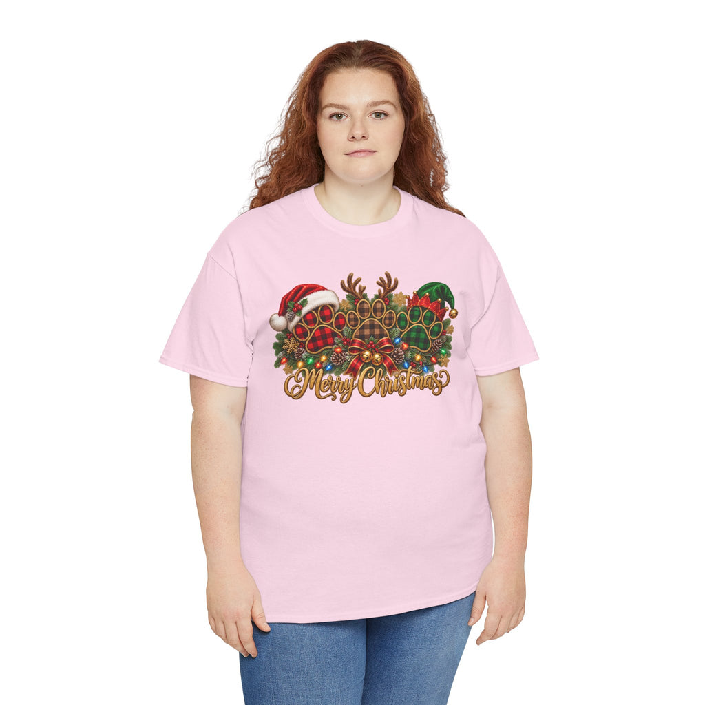 Merry Christmas Paw Prints Holiday Graphic Tee