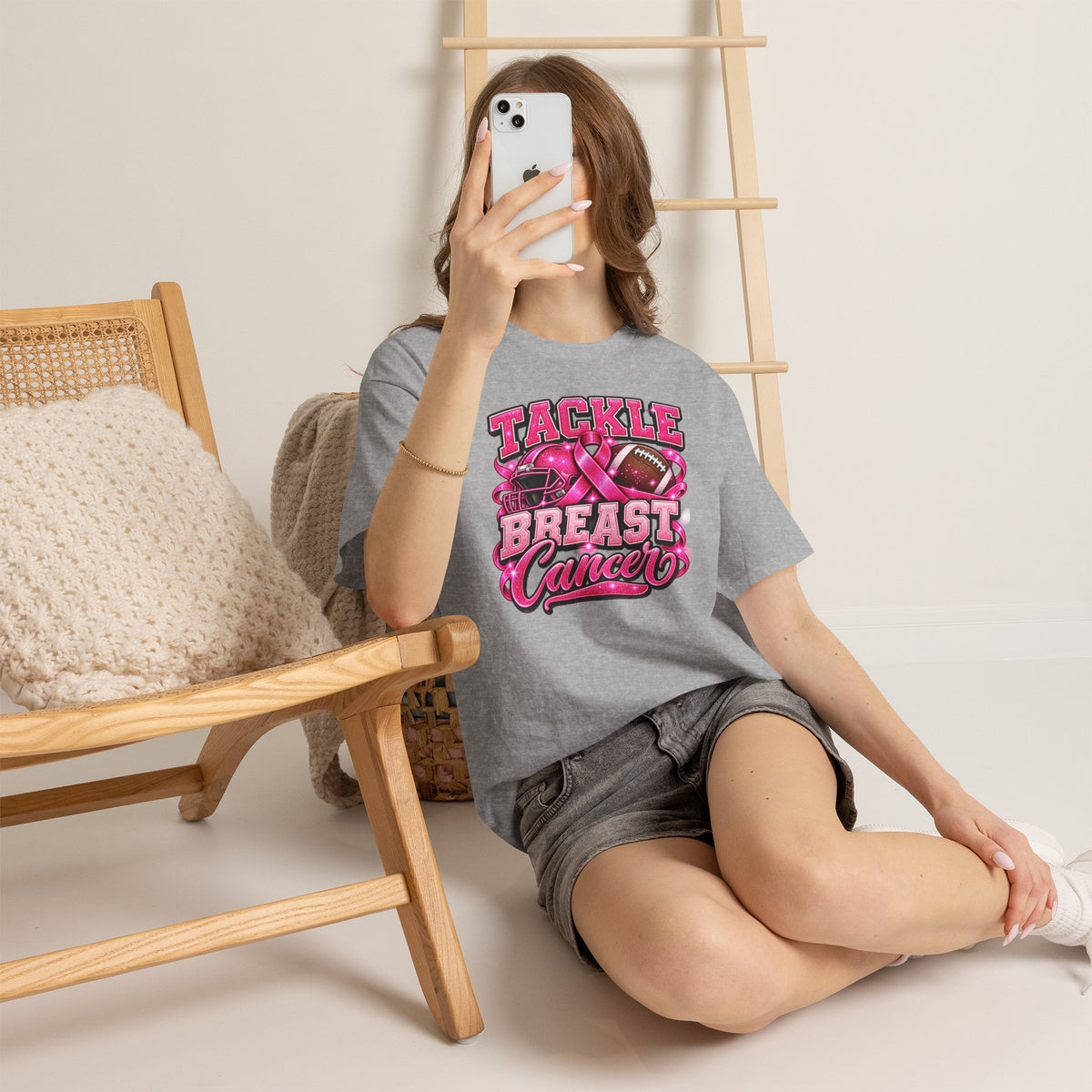 T-Shirt — "Tackle Breast Cancer" Pink Football Awareness Tee