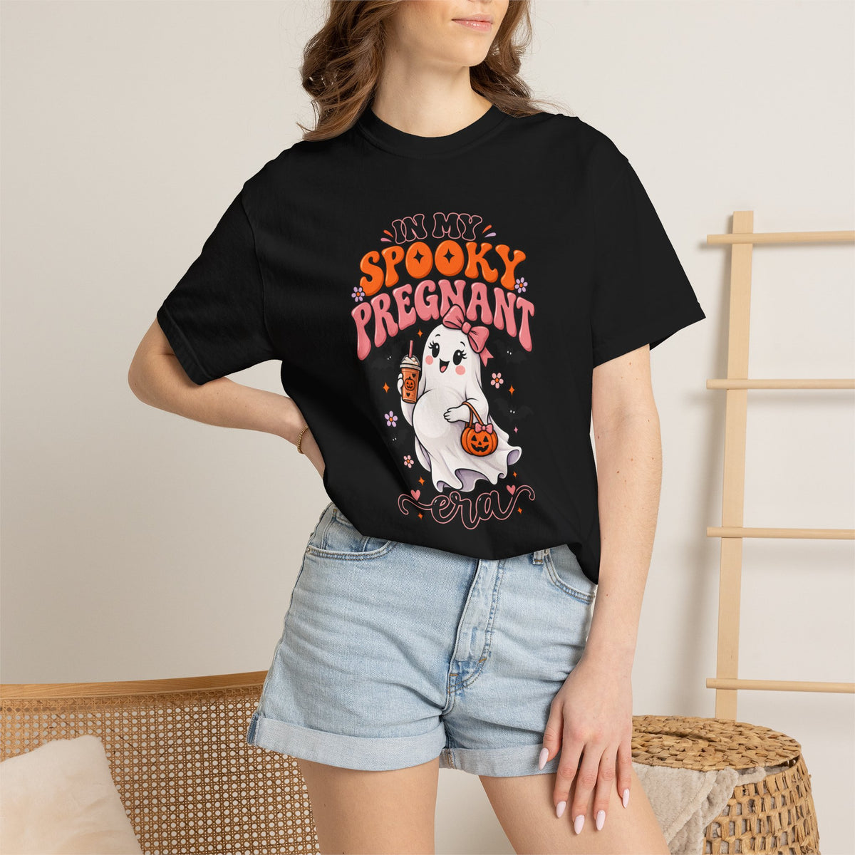 Pregnant Halloween T-Shirt — "In My Spooky Pregnant Era" Cute Ghost Maternity Tee