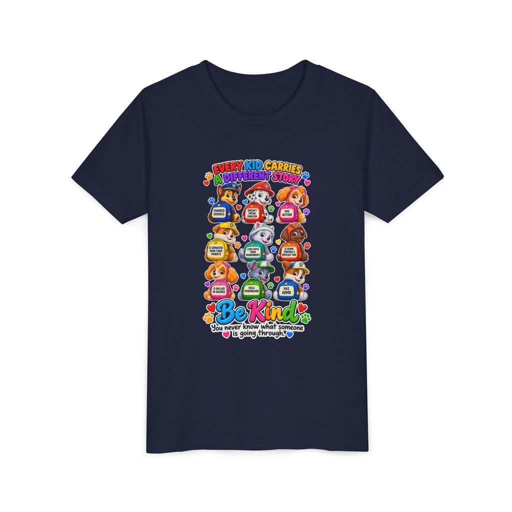 Be Kind Youth Short Sleeve Tee – Colorful Cartoon Character Shirt