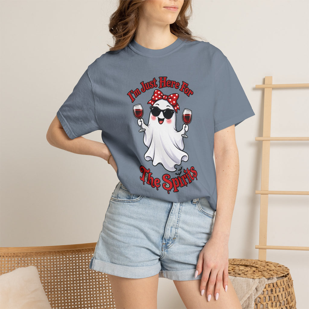 Wine Ghost T-Shirt — "I'm Just Here For The Spirits" Halloween Tee