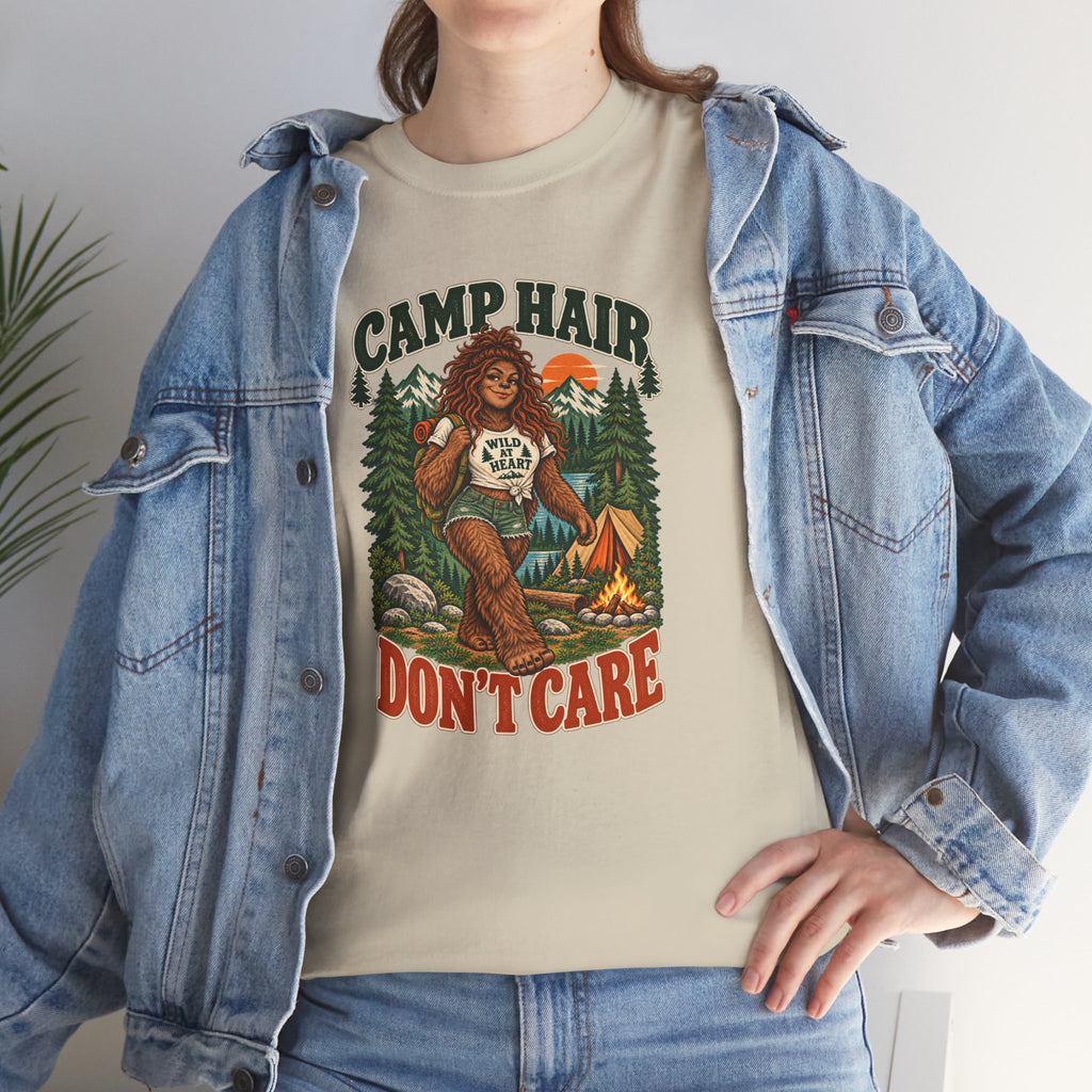 Camp Hair Don't Care T-Shirt — Retro Camping Graphic Tee