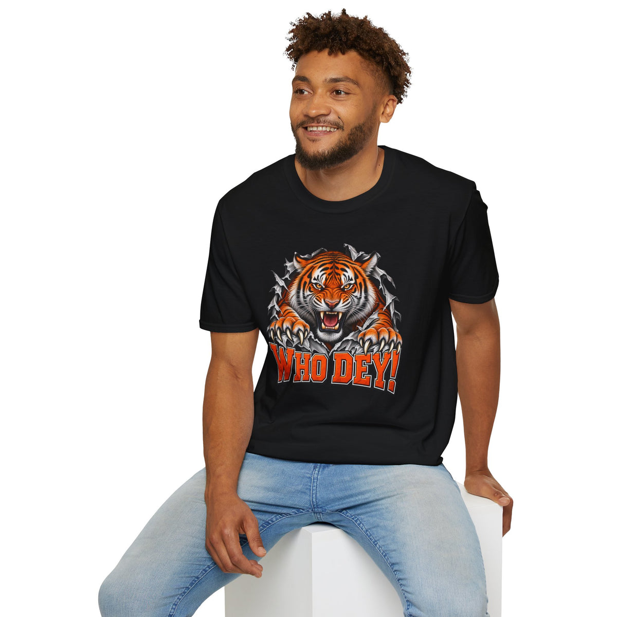 Tiger Graphic T-Shirt — "Who Dey!" Fierce Roaring Design