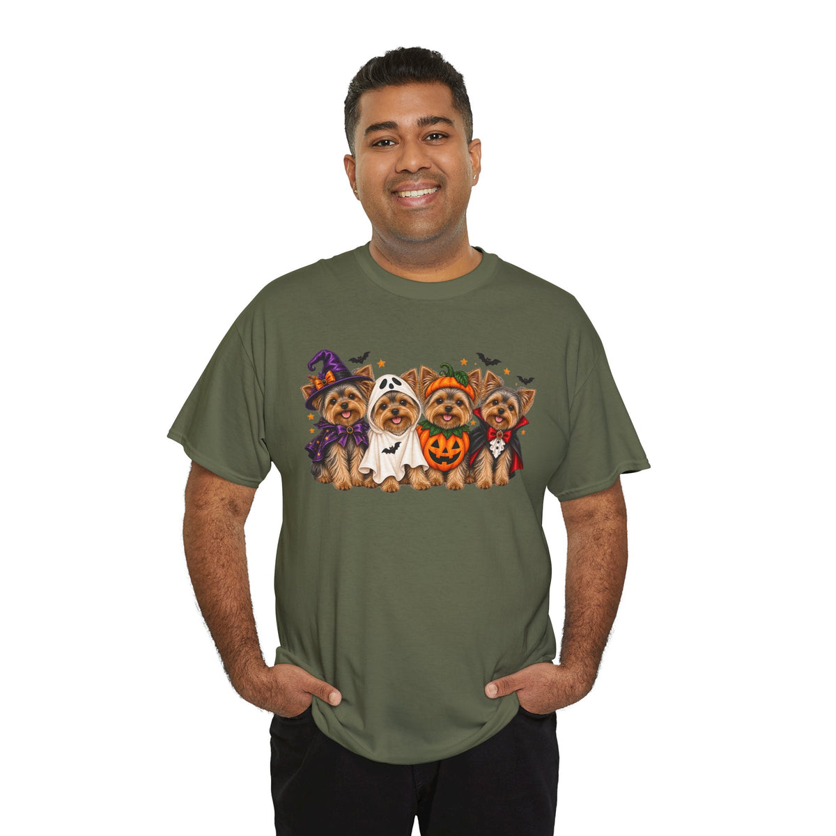 Halloween Yorkie T-Shirt — Cute Yorkies in Costumes (Pumpkin, Ghost, Witch, Vampire)
