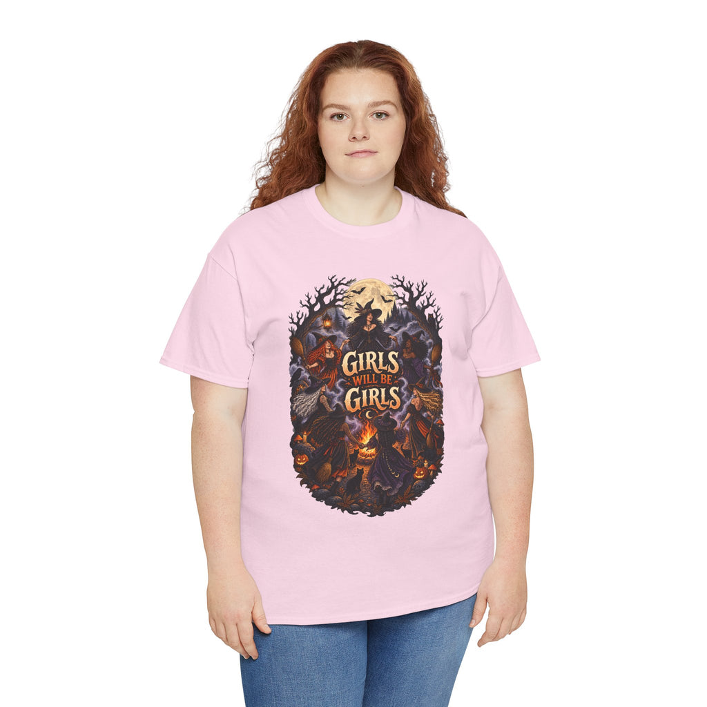 Girls Will Be Girls T-Shirt — Witchy Campfire Illustration Tee