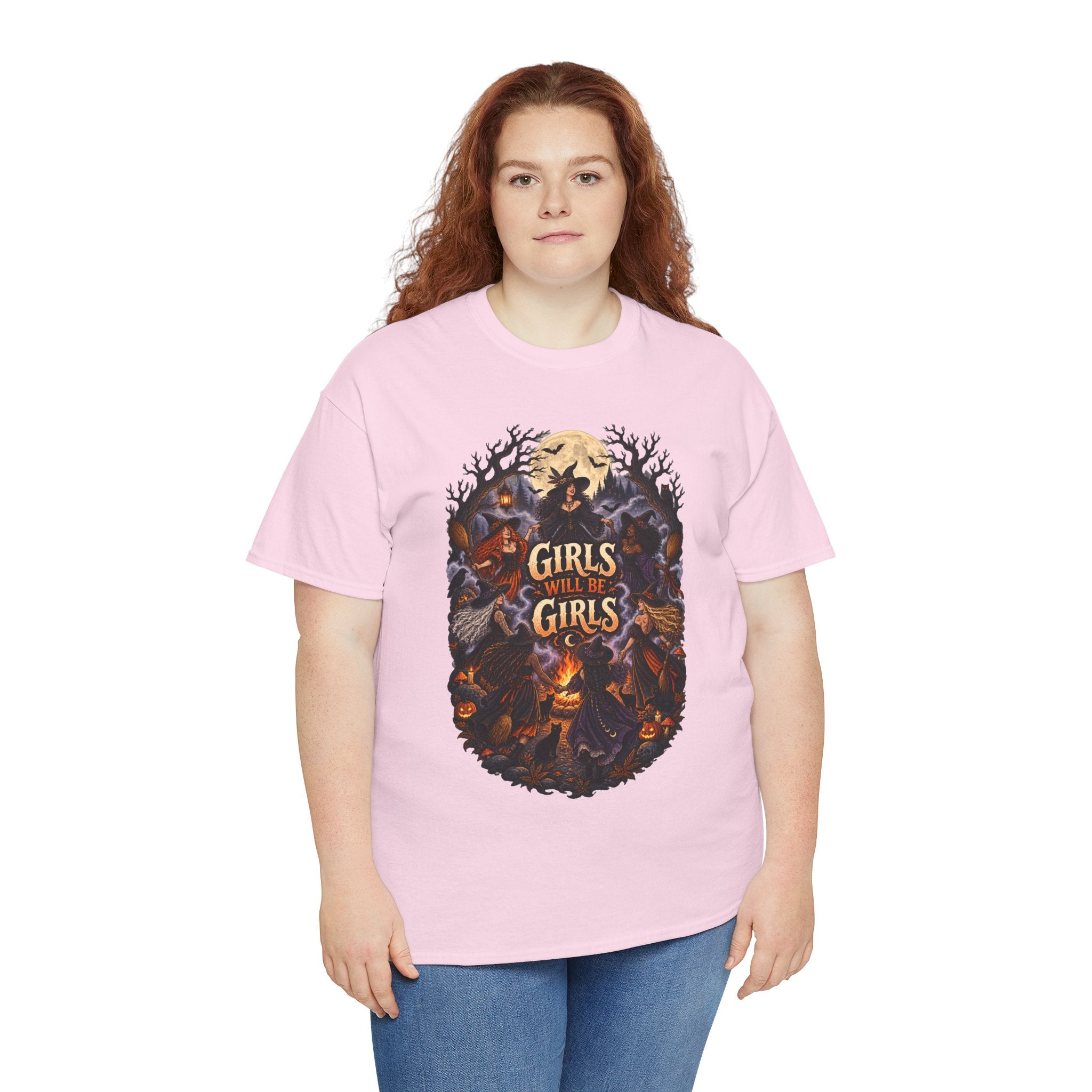 Girls Will Be Girls T-Shirt — Witchy Campfire Illustration Tee