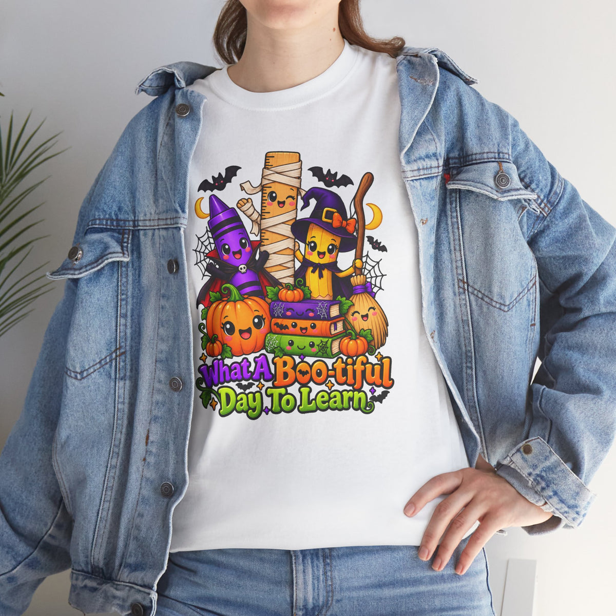 Halloween Teacher Tee — "What A Boo-tiful Day To Learn" Kids' Classroom Shirt