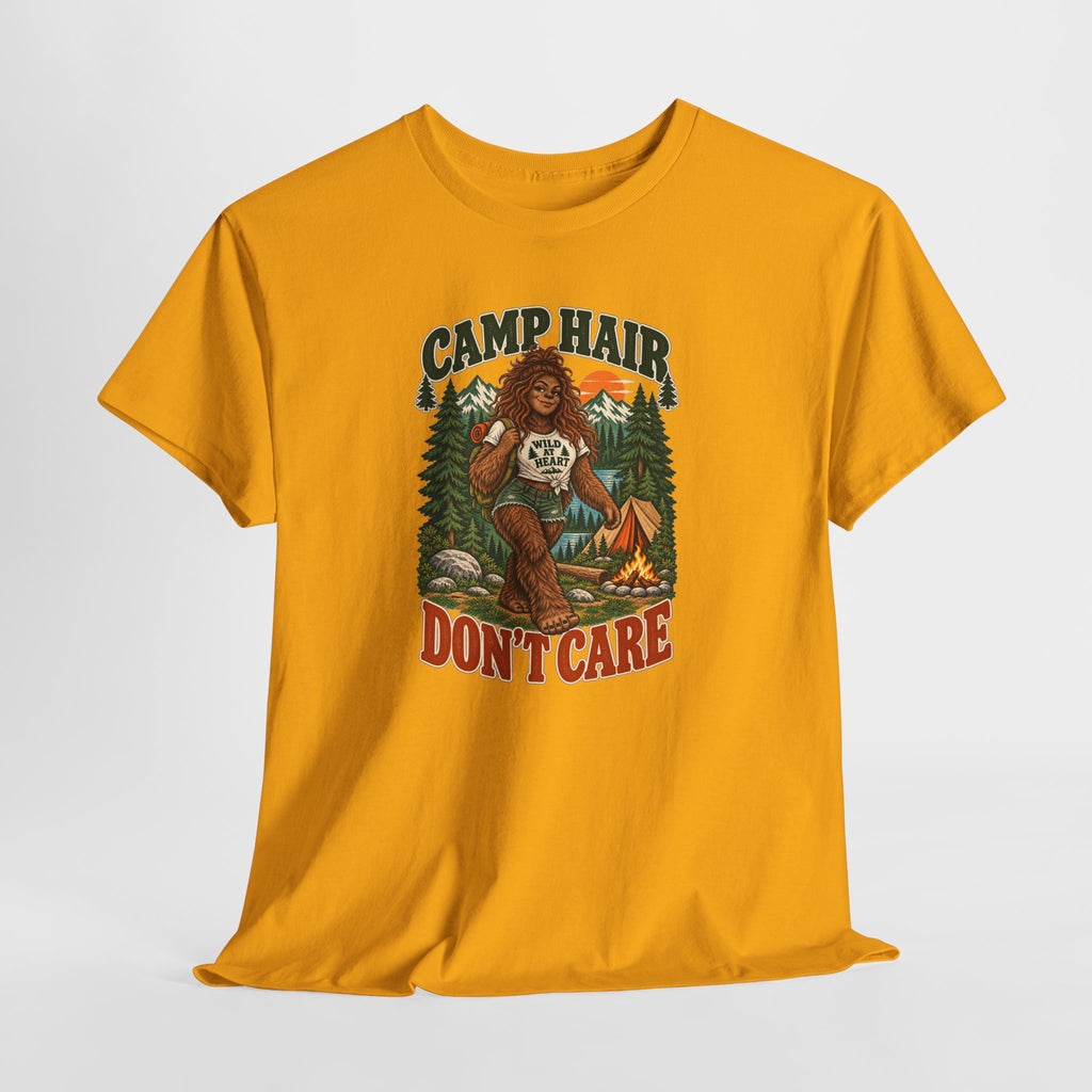 Camp Hair Don't Care T-Shirt — Retro Camping Graphic Tee