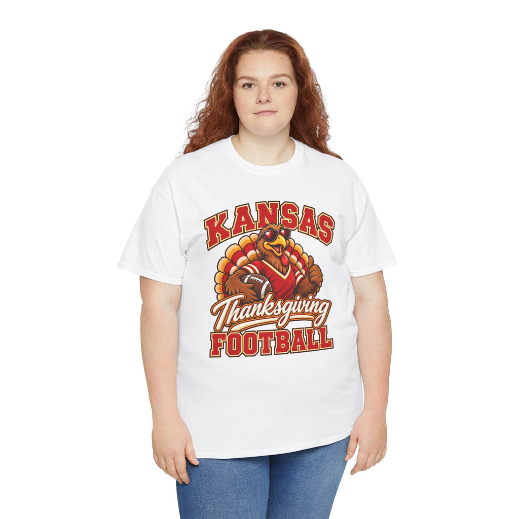 Kansas Thanksgiving Football T‑Shirt — Turkey Mascot Holiday Game Tee