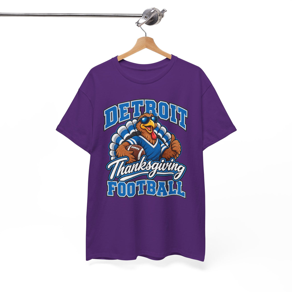 Detroit Thanksgiving Football Tee — Turkey Mascot Game Day Shirt