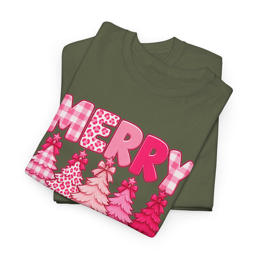 Merry Christmas Pink Christmas Tree T-Shirt