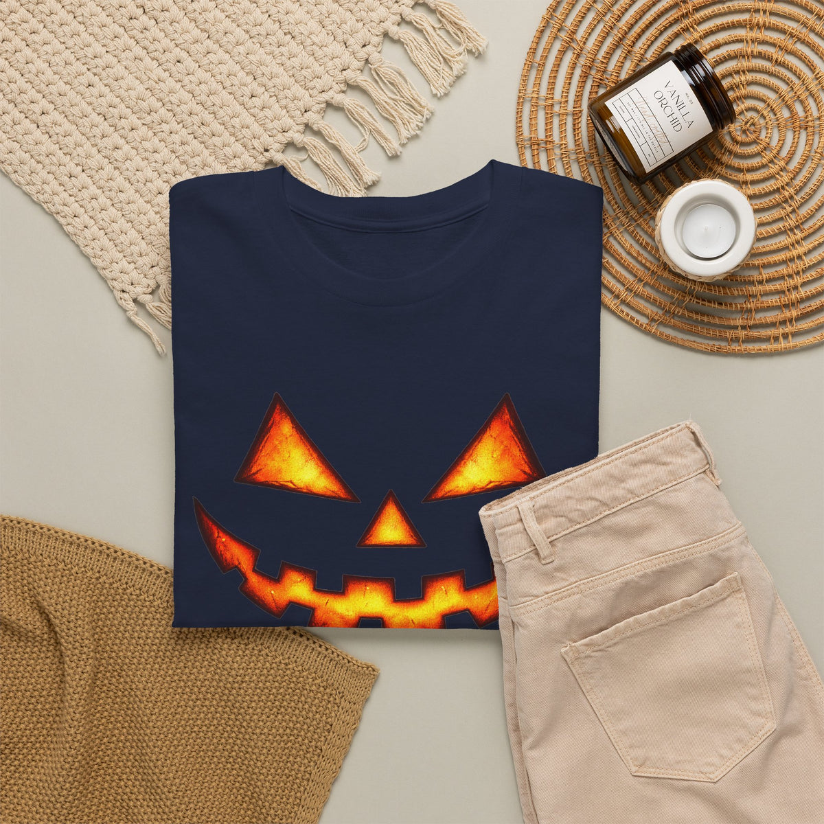 Jack-O'-Lantern Pumpkin Scary Face T-Shirt — Halloween Horror Costume Tee