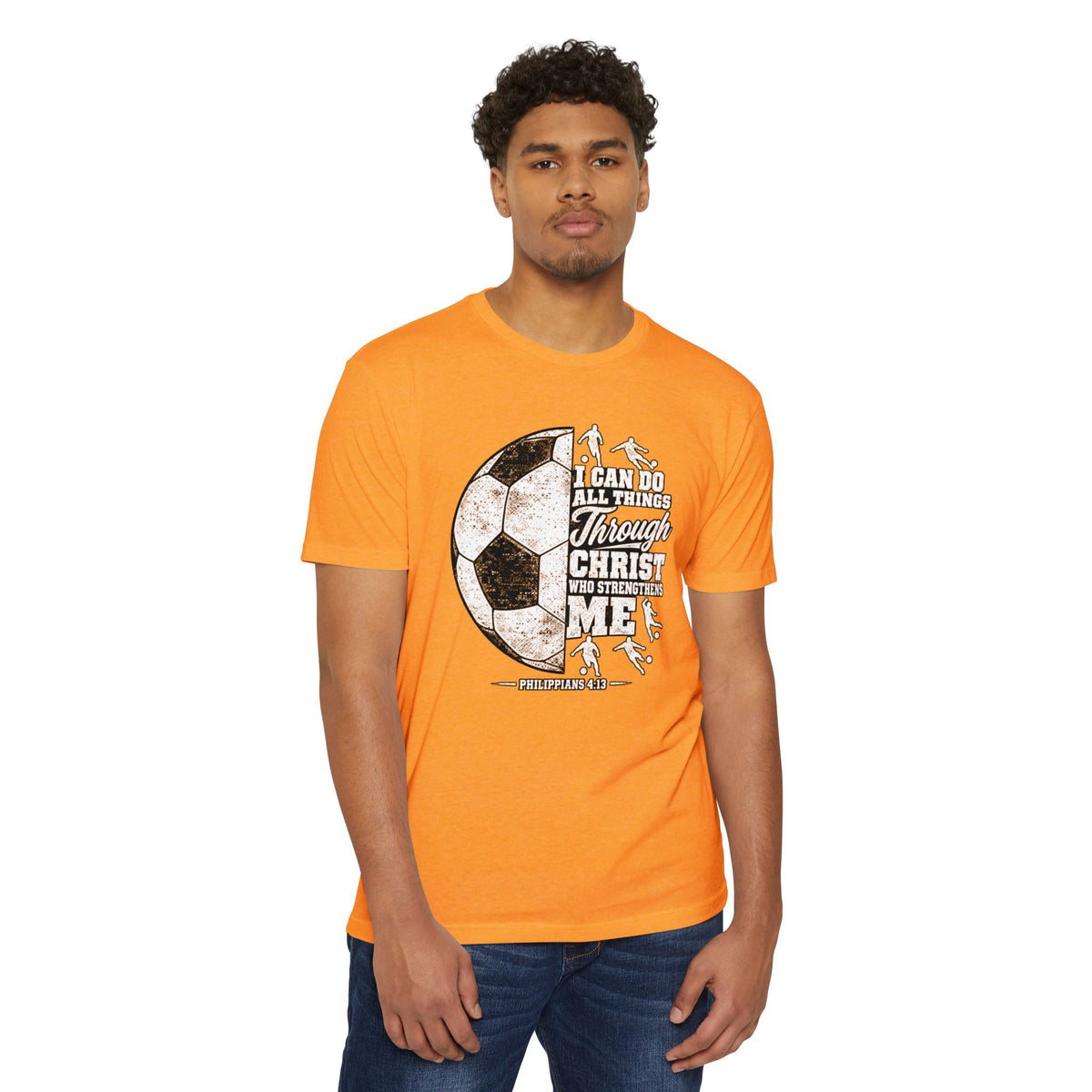 Christian Soccer T-Shirt — “I Can Do All Things Through Christ” Faith Soccer Tee