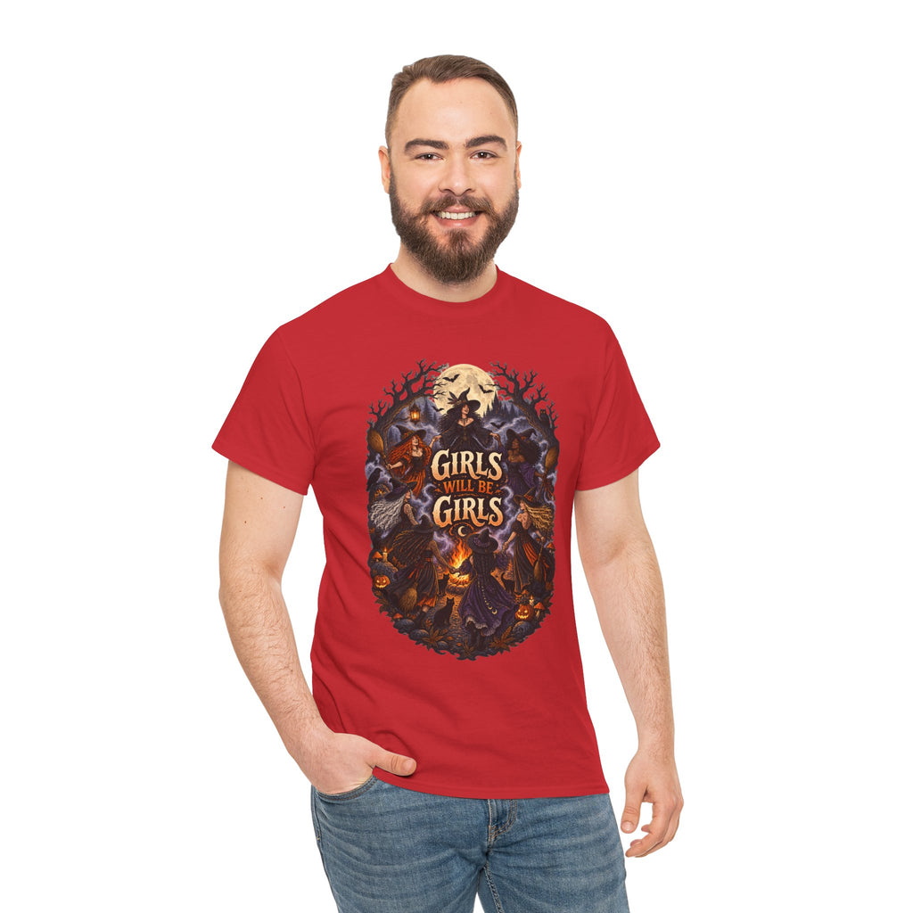 Girls Will Be Girls T-Shirt — Witchy Campfire Illustration Tee