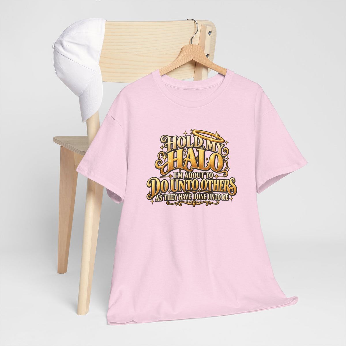 T-Shirt — "Hold My Halo I'm About To Do Unto Others" Vintage Faith Graphic Tee
