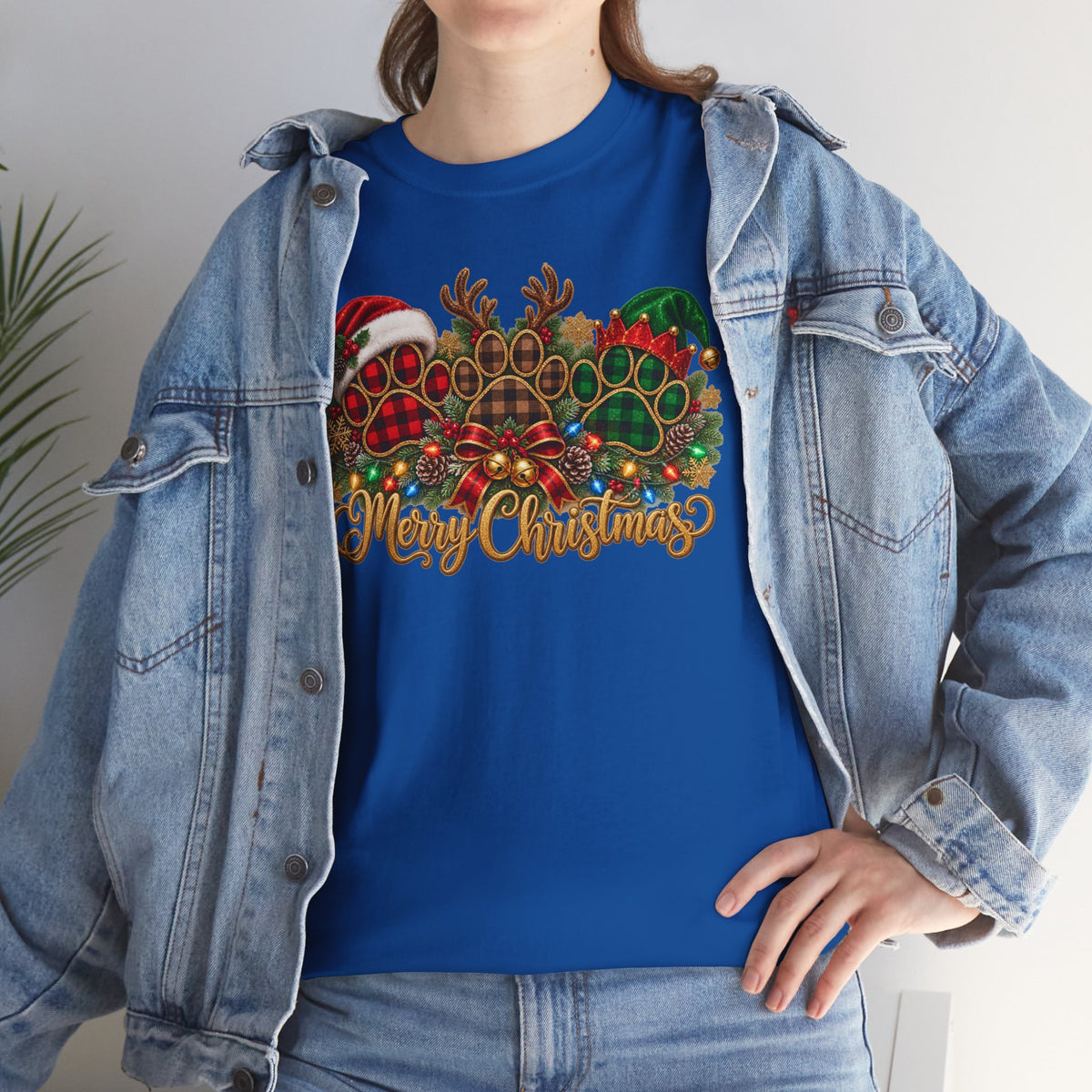 Merry Christmas Paw Prints Holiday Graphic Tee