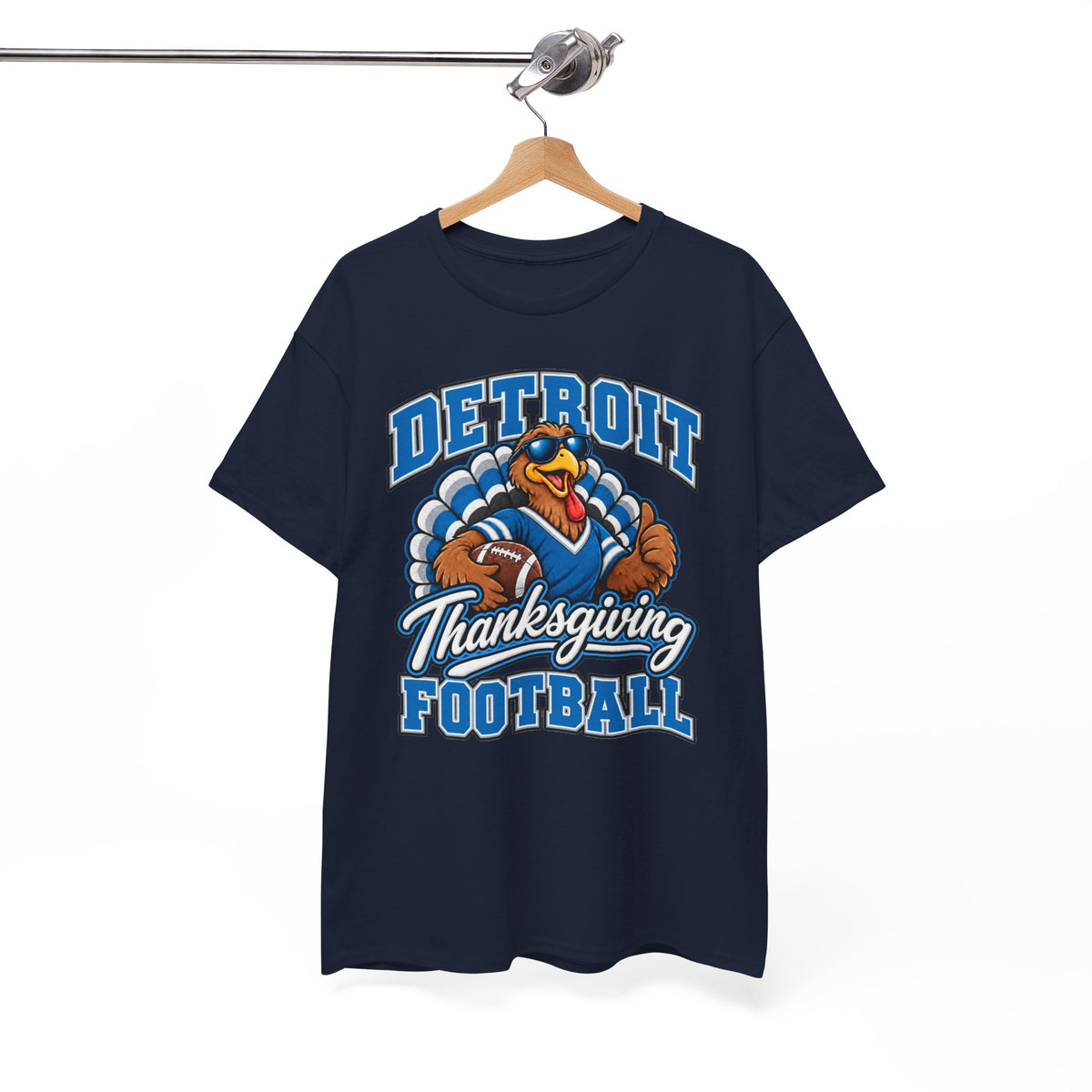 Detroit Thanksgiving Football Tee — Turkey Mascot Game Day Shirt