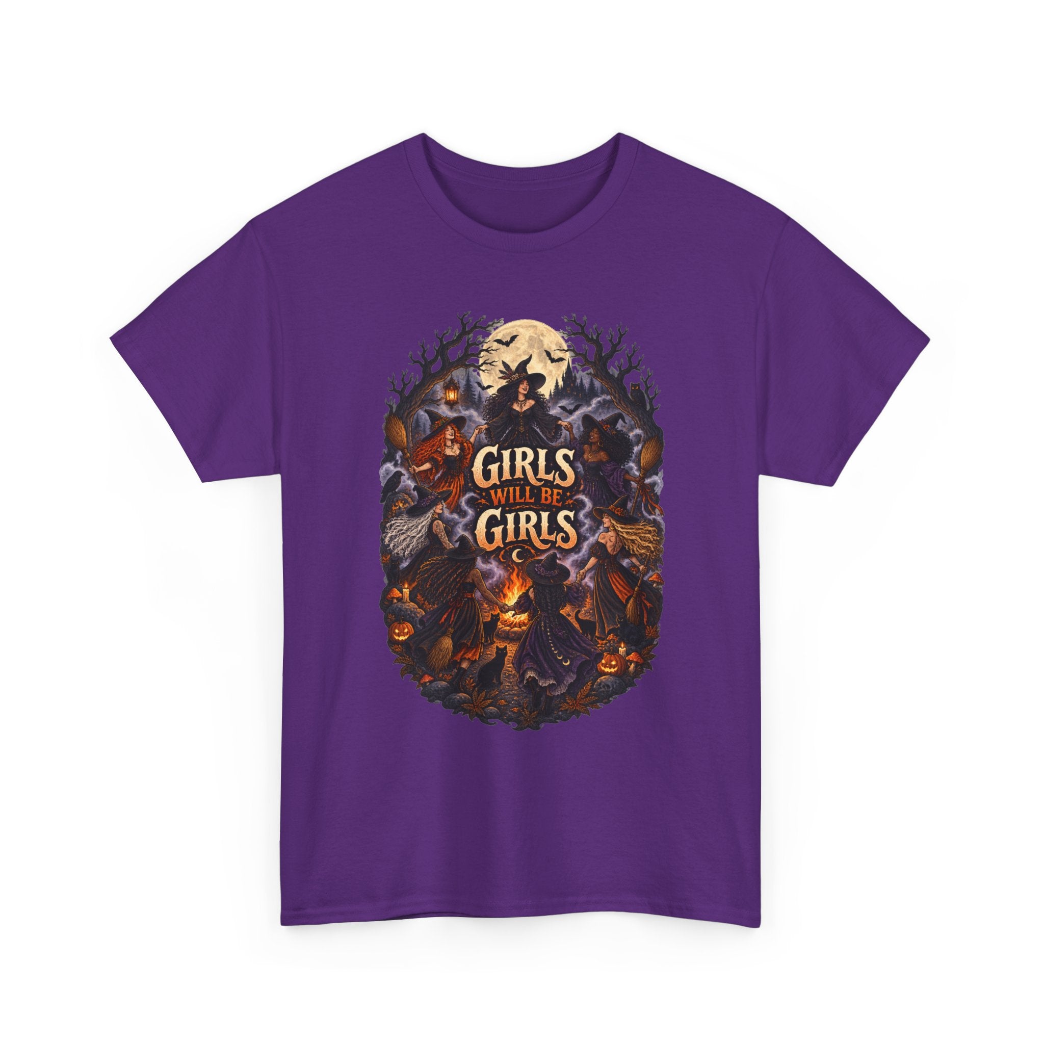 Girls Will Be Girls T-Shirt — Witchy Campfire Illustration Tee