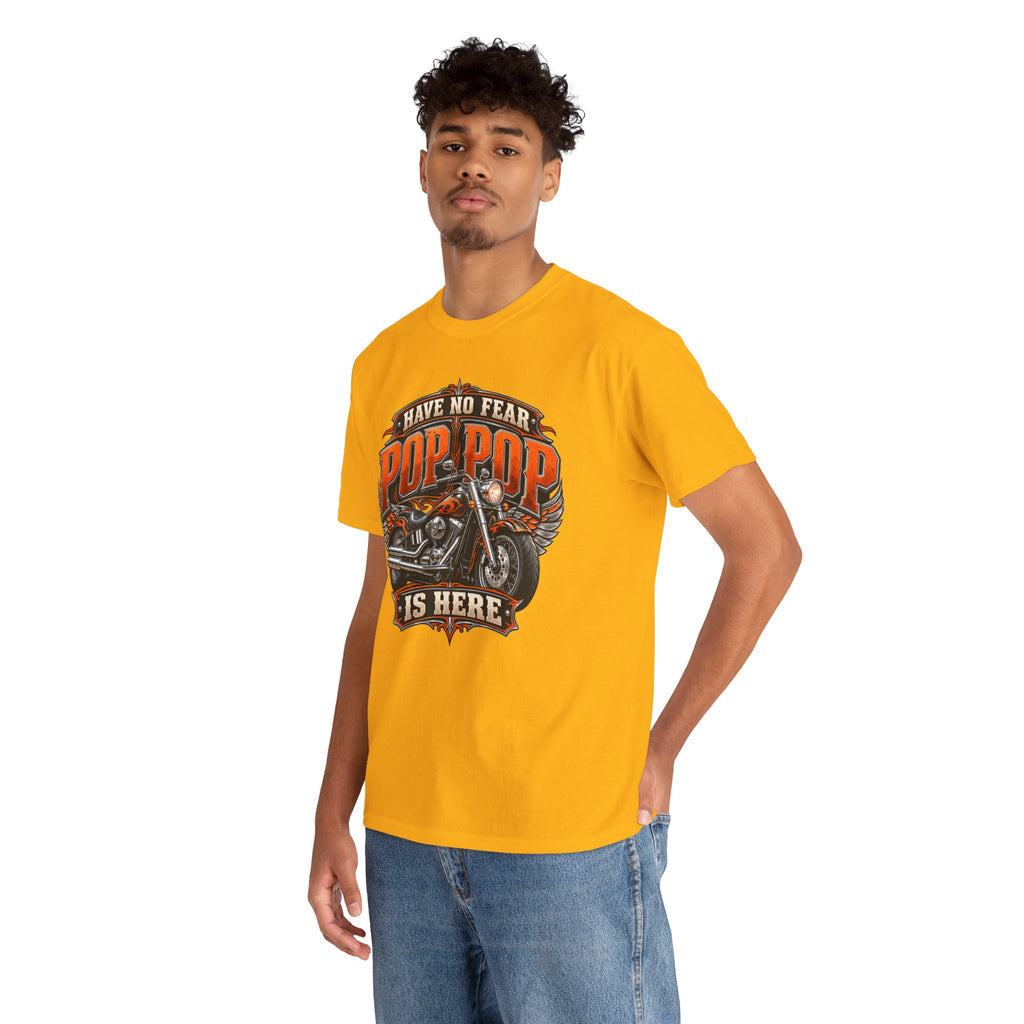 Pop Pop Is Here Motorcycle Dad T-Shirt