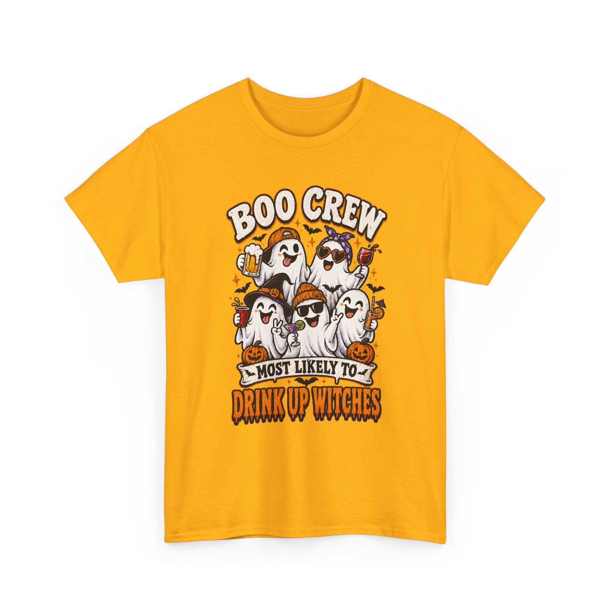 Boo Crew Halloween Tee — "Most Likely to Drink Up Witches" Ghost Party Shirt