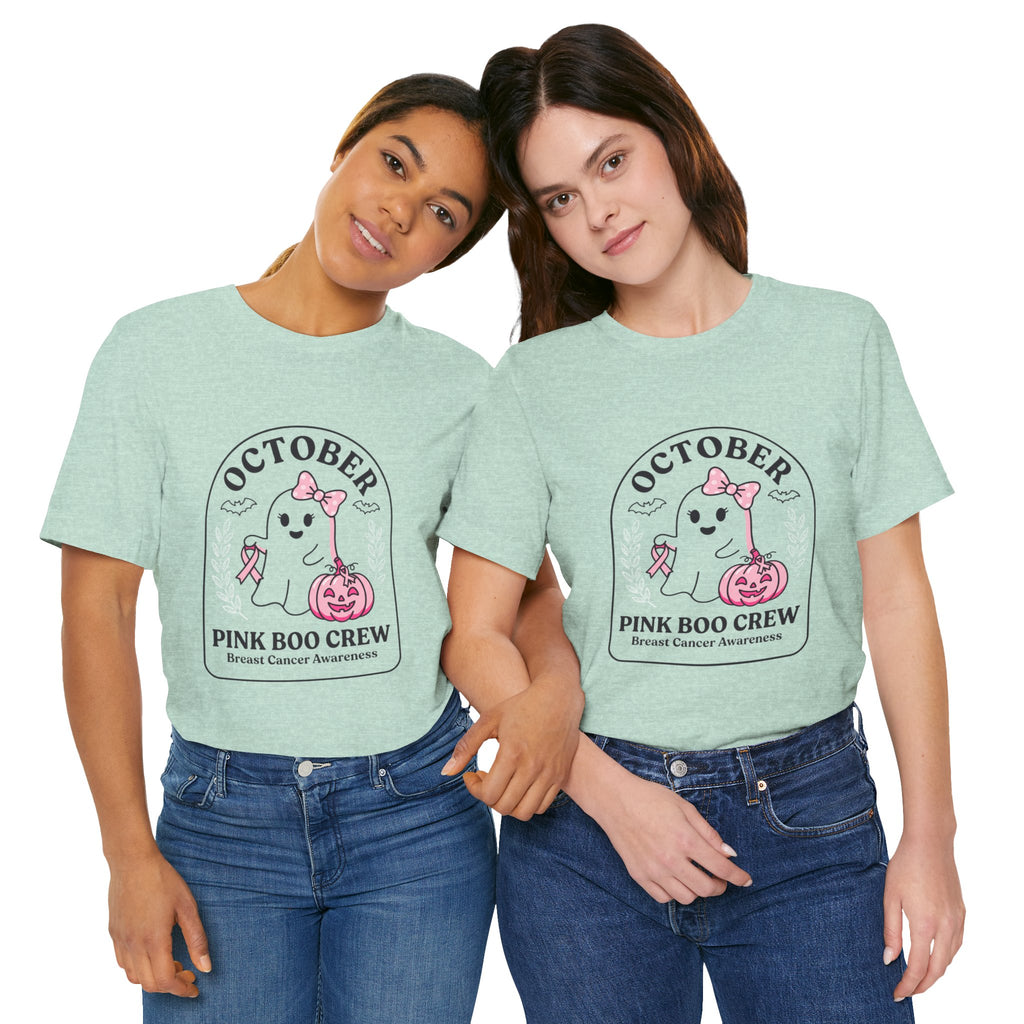 October Pink Boo Crew Tee — Breast Cancer Awareness Ghost T-Shirt