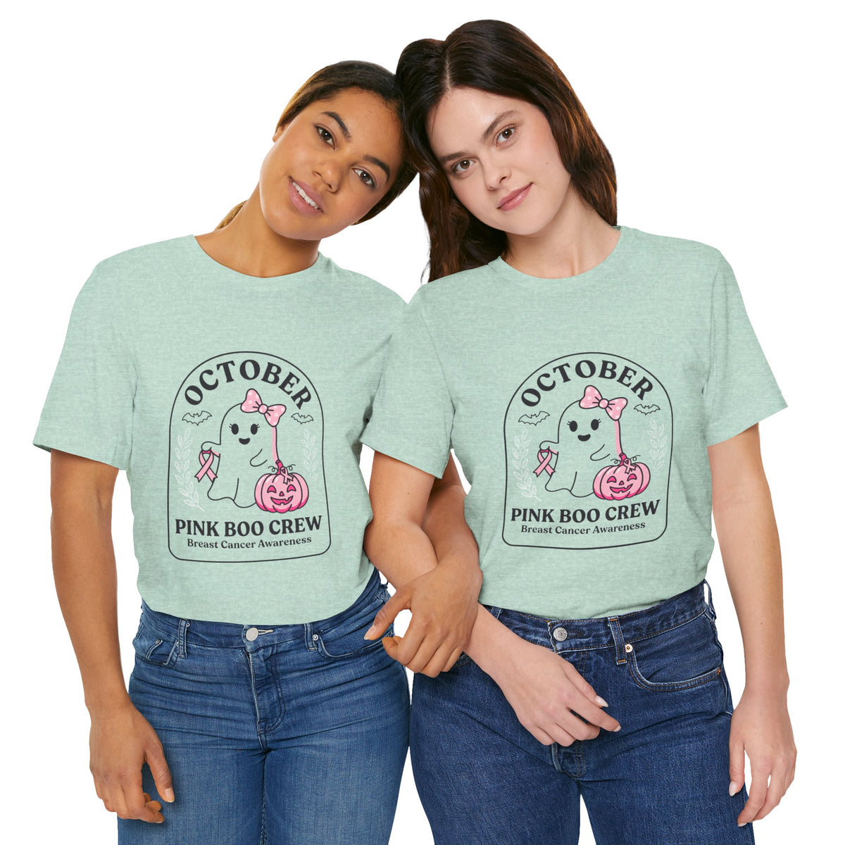 October Pink Boo Crew Tee — Breast Cancer Awareness Ghost T-Shirt