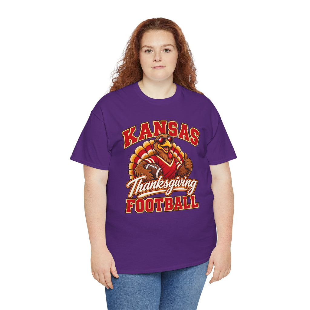 Kansas Thanksgiving Football T‑Shirt — Turkey Mascot Holiday Game Tee