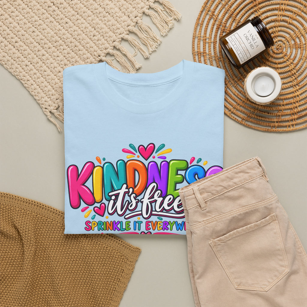 Kindness Is Free Rainbow Tee — Cute Positive Message T-Shirt