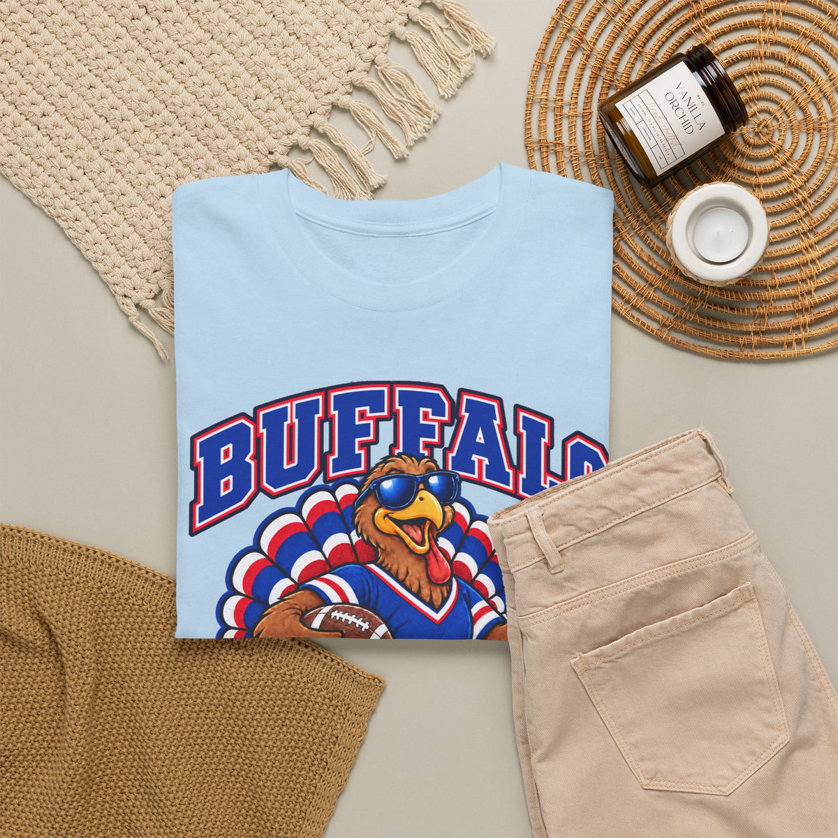 Buffalo Thanksgiving Football T-Shirt — Turkey Mascot Game Day Tee