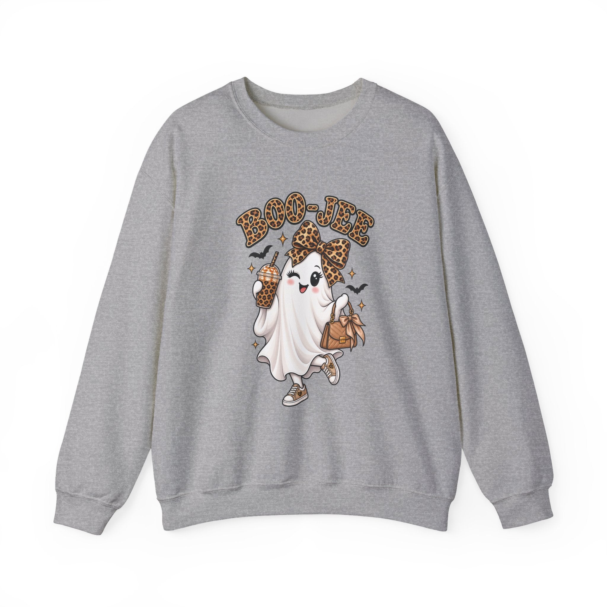 Ghost Trick Crewneck Sweatshirt — "Boo-tiful" Leopard Halloween Ghost Design