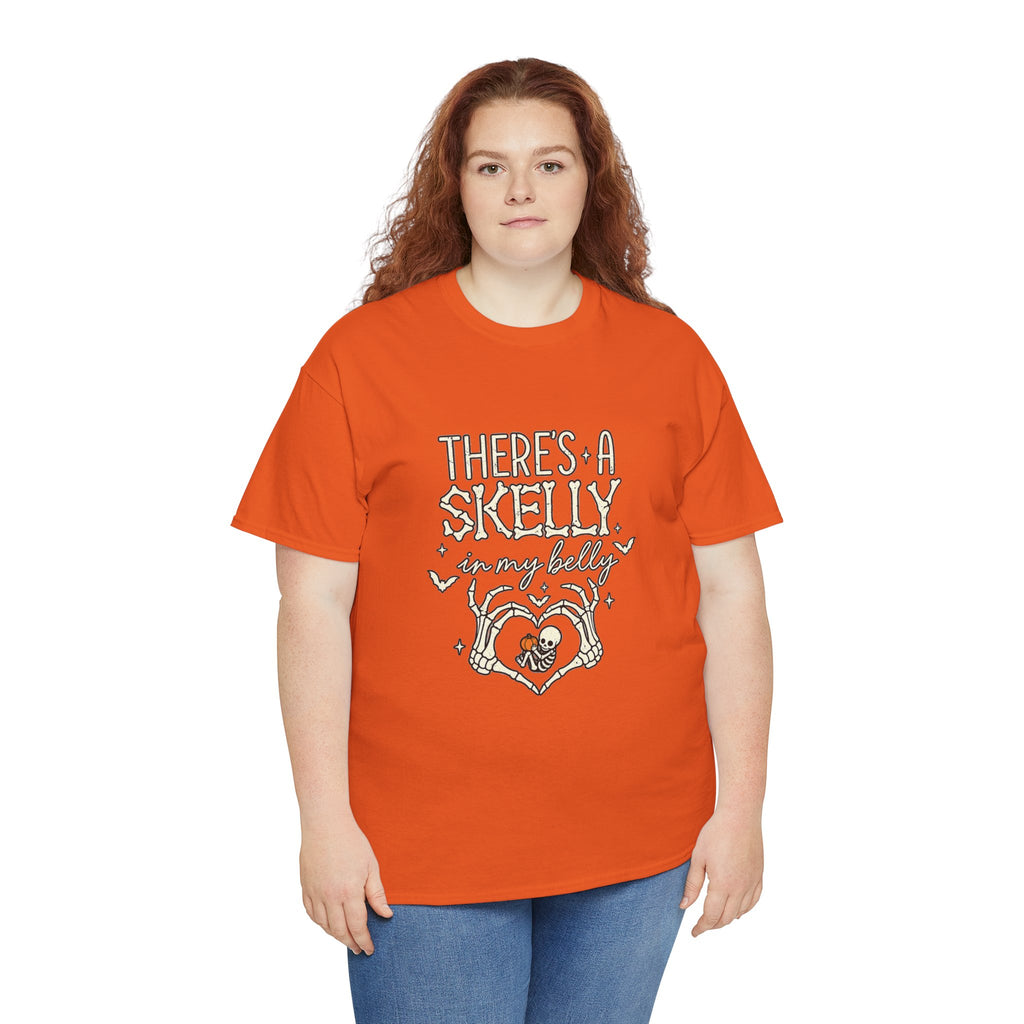 Skeleton Heart T‑Shirt — "There's a Skelly in My Belly" Cute Halloween Tee