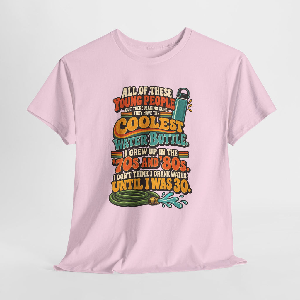 Retro 70s-80s Funny Water Bottle Tee — "Coolest Water Bottle" Graphic T-Shirt