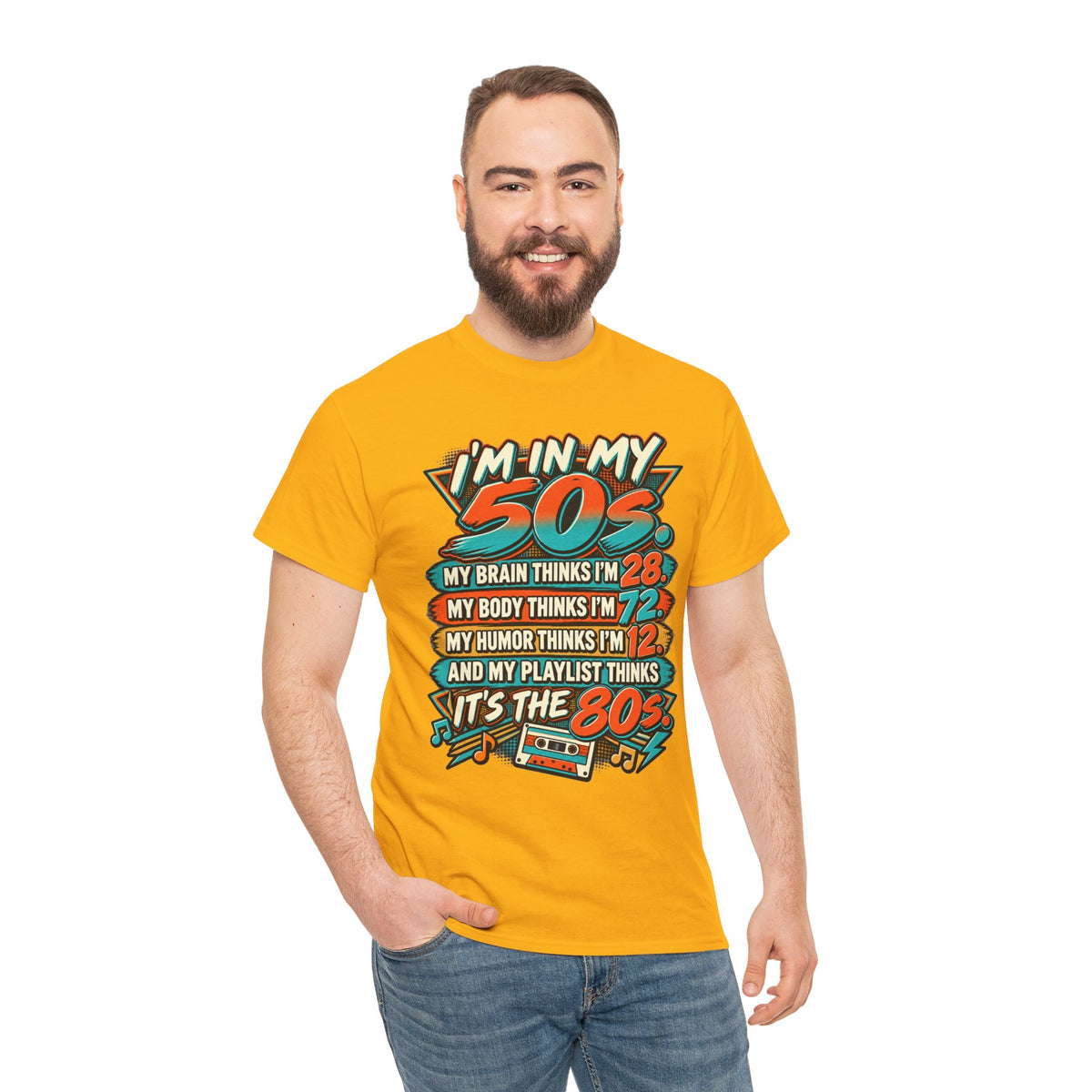 Retro 50s Birthday T‑Shirt — "I'm in My 50s" 80s Playlist Cassette Tee