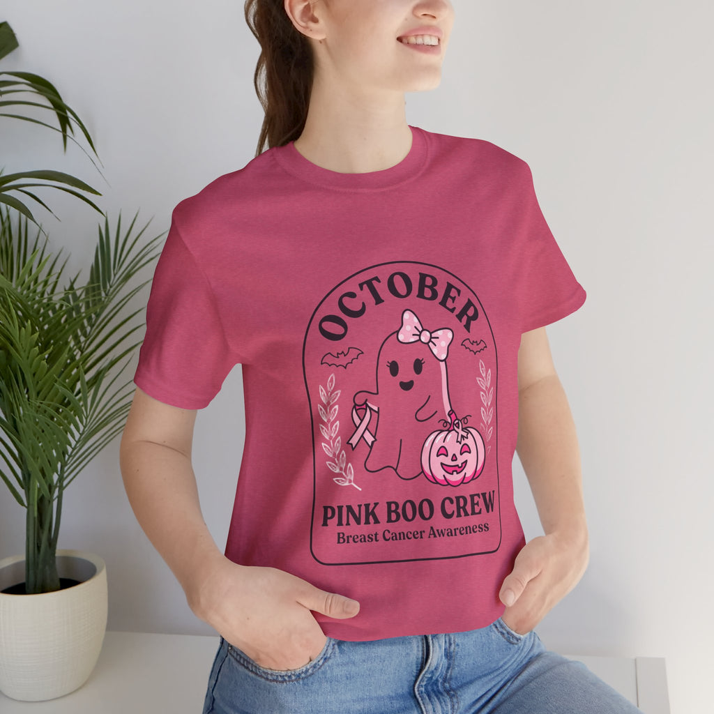 October Pink Boo Crew Tee — Breast Cancer Awareness Ghost T-Shirt