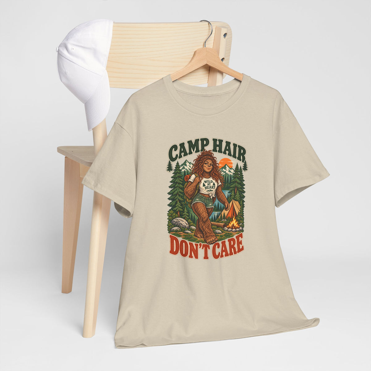Camp Hair Don't Care T-Shirt — Retro Camping Graphic Tee