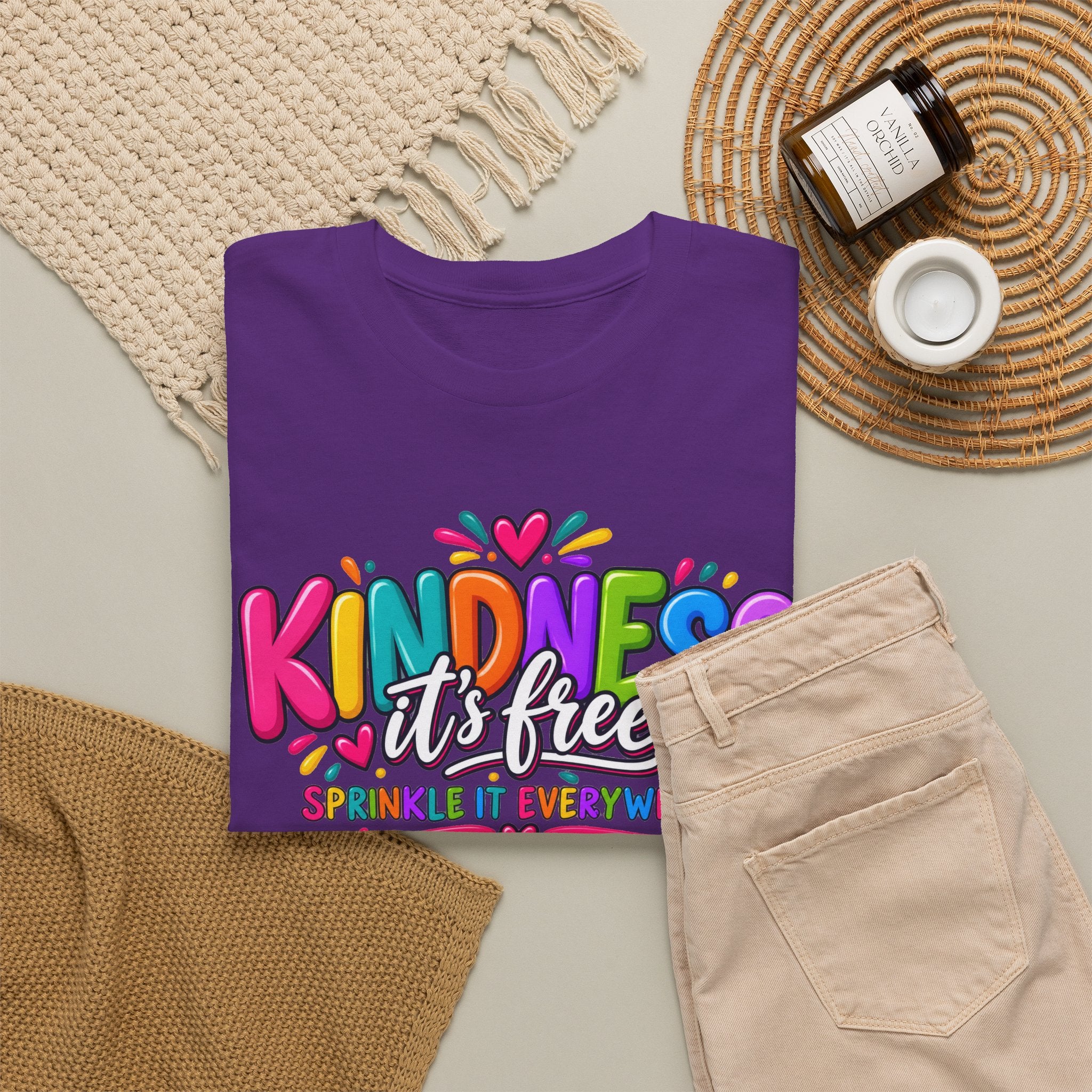 Kindness Is Free Rainbow Tee — Cute Positive Message T-Shirt