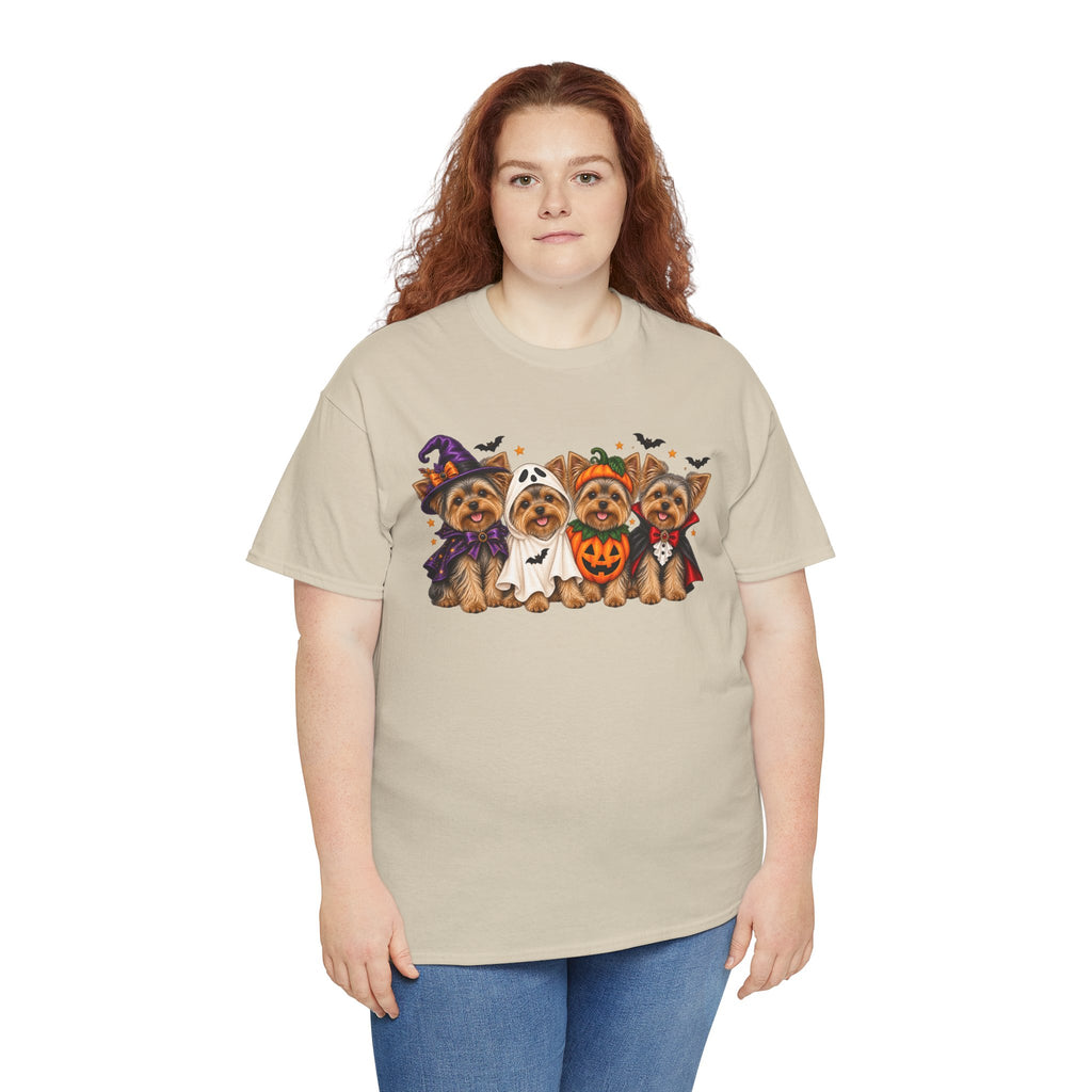 Halloween Yorkie T-Shirt — Cute Yorkies in Costumes (Pumpkin, Ghost, Witch, Vampire)