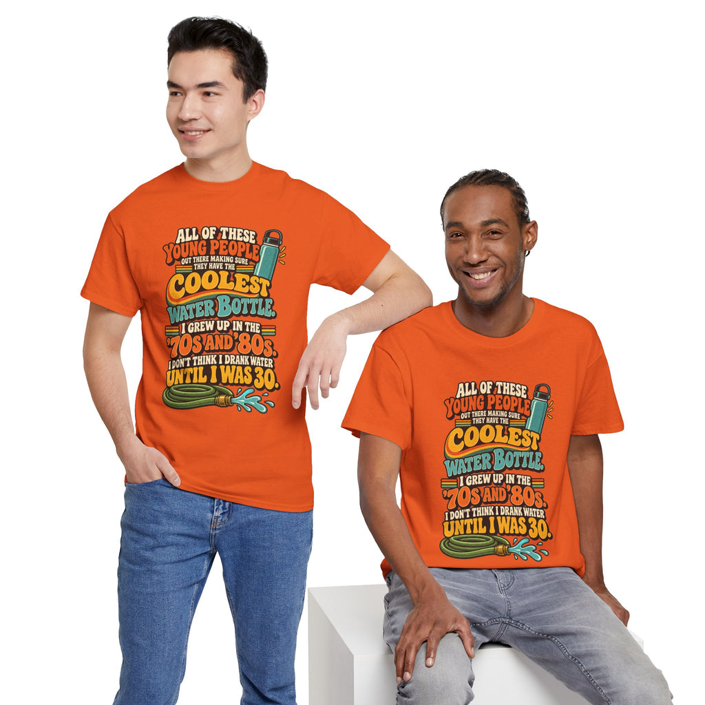 Retro 70s-80s Funny Water Bottle Tee — "Coolest Water Bottle" Graphic T-Shirt