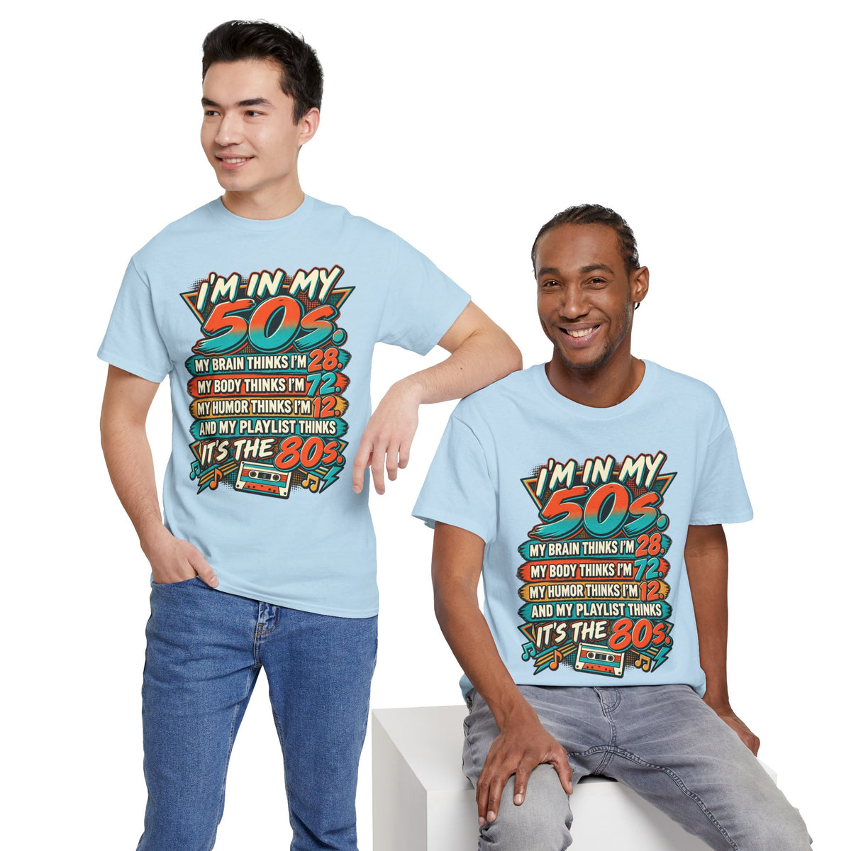 Retro 50s Birthday T‑Shirt — "I'm in My 50s" 80s Playlist Cassette Tee