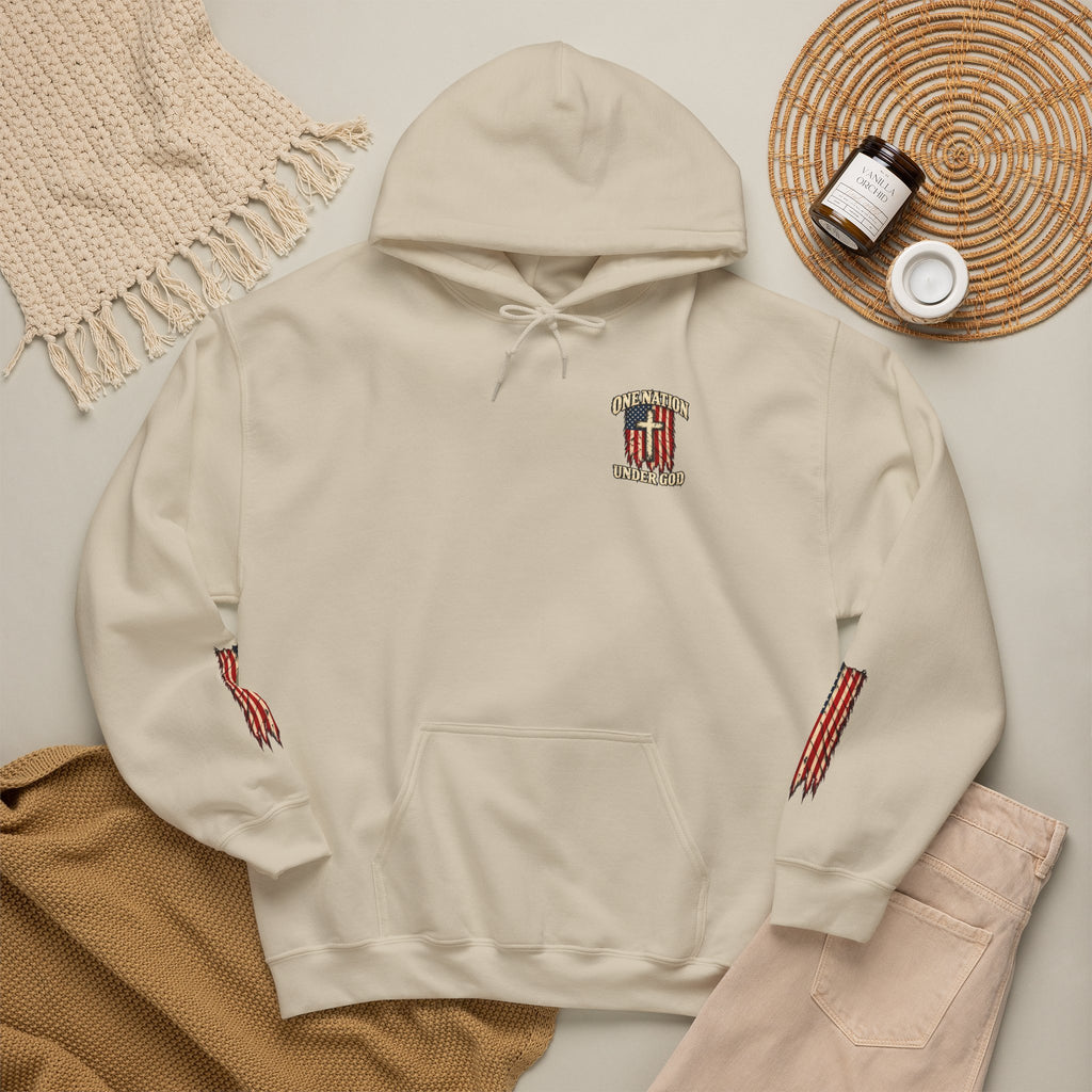 One Nation Under God Patriotic Cross Hoodie