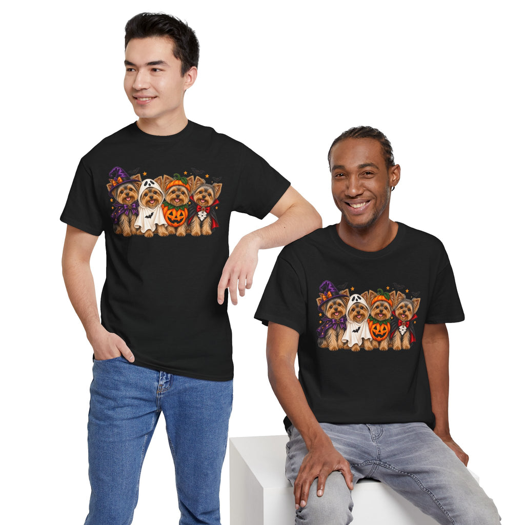 Halloween Yorkie T-Shirt — Cute Yorkies in Costumes (Pumpkin, Ghost, Witch, Vampire)