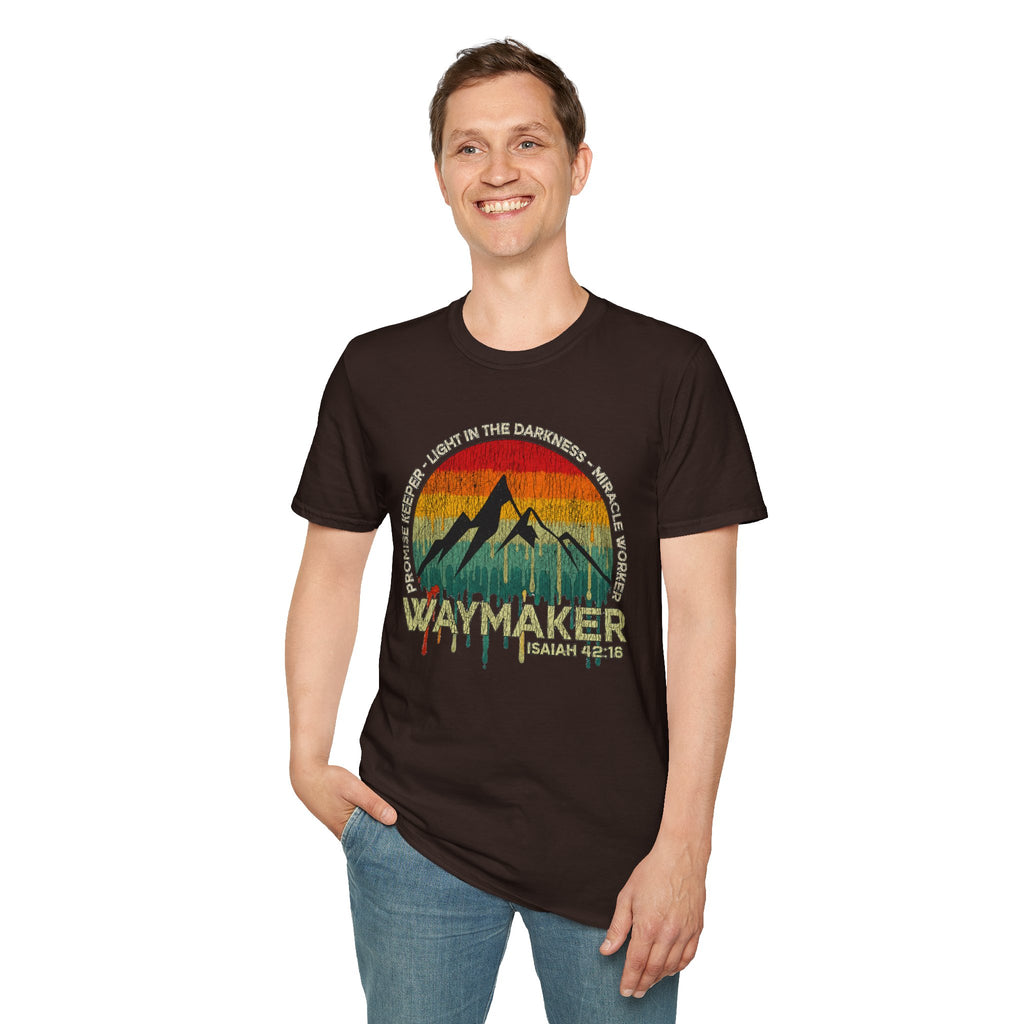 Waymaker Mountain T-Shirt — “Promise Keeper, Light in the Darkness” Christian Graphic Tee