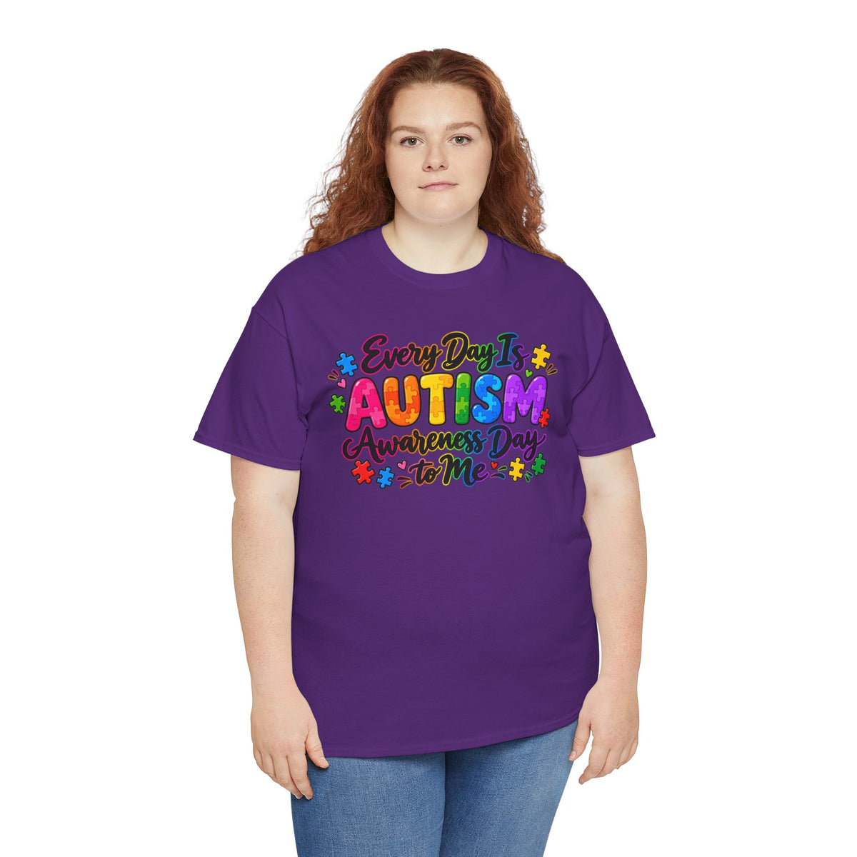 Autism Awareness T-Shirt — "Every Day Is Autism Awareness Day to Me" Colorful Puzzle Tee