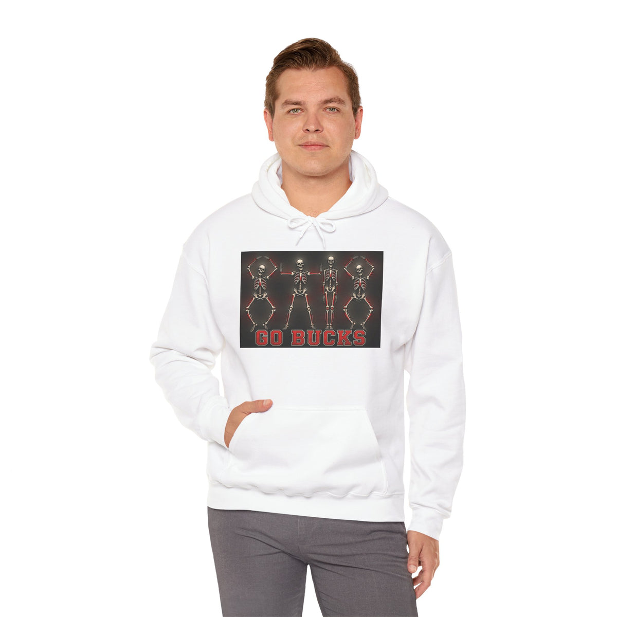 Go Bucks Hoodie — Vintage Red Deer Antlers Graphic Hooded Sweatshirt